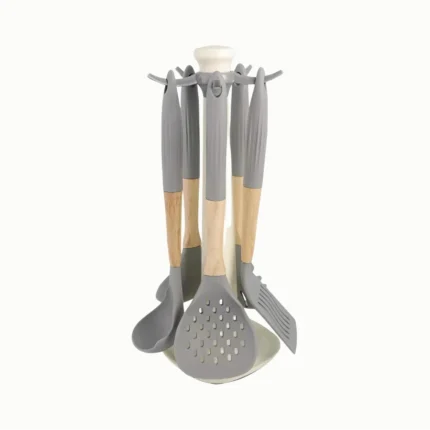 Homey Town© 6-Piece Kitchen Utensil Set with Silicone Handle Holder