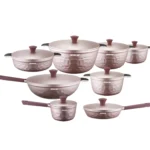Arshia® 16-Piece Pink Diamond Cookware Set – Die-Cast Aluminium with Teflon Select Non-Stick