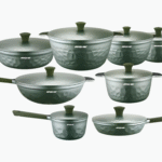 Arshia® 16-Piece Green Diamond Cookware Set – Premium Die-Cast Aluminium with Teflon Select Non-Stick